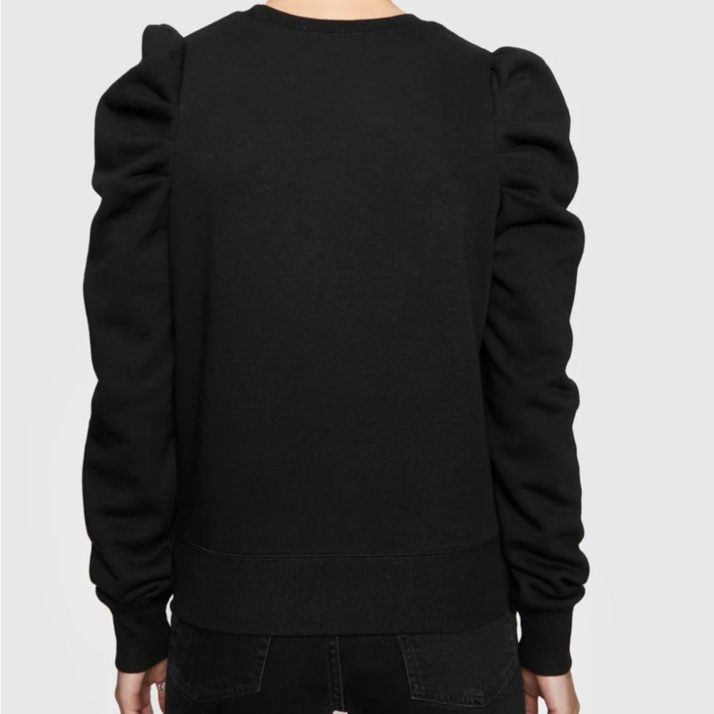 Rebecca Minkoff Black Janine Sweatshirt Size XS Crew Neck Ruffle Feminine Fall - Picture 3 of 16